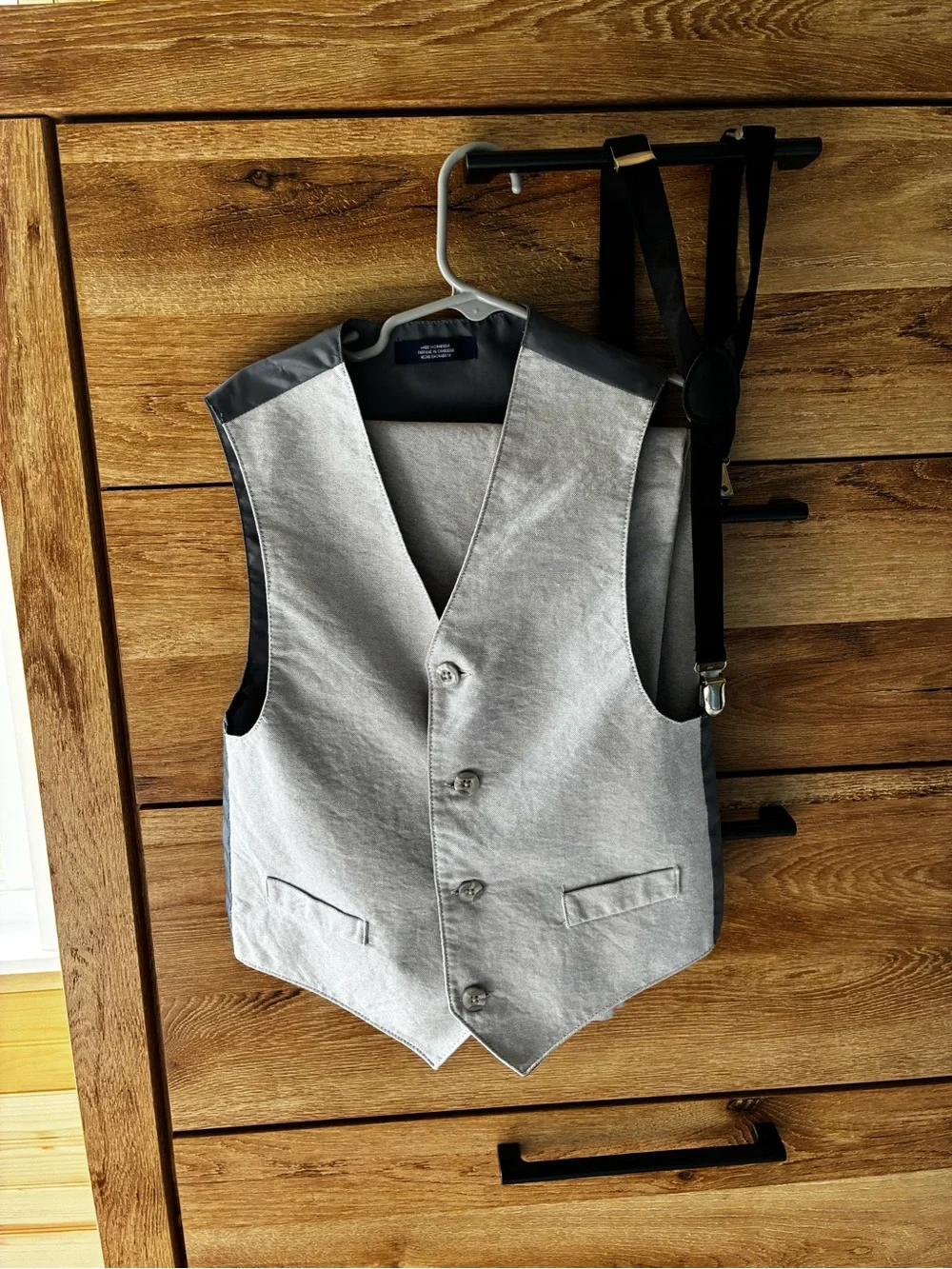 Light Gray Boys  Dress Vest -Pull On Pants W/ Suspenders Classic -Formal